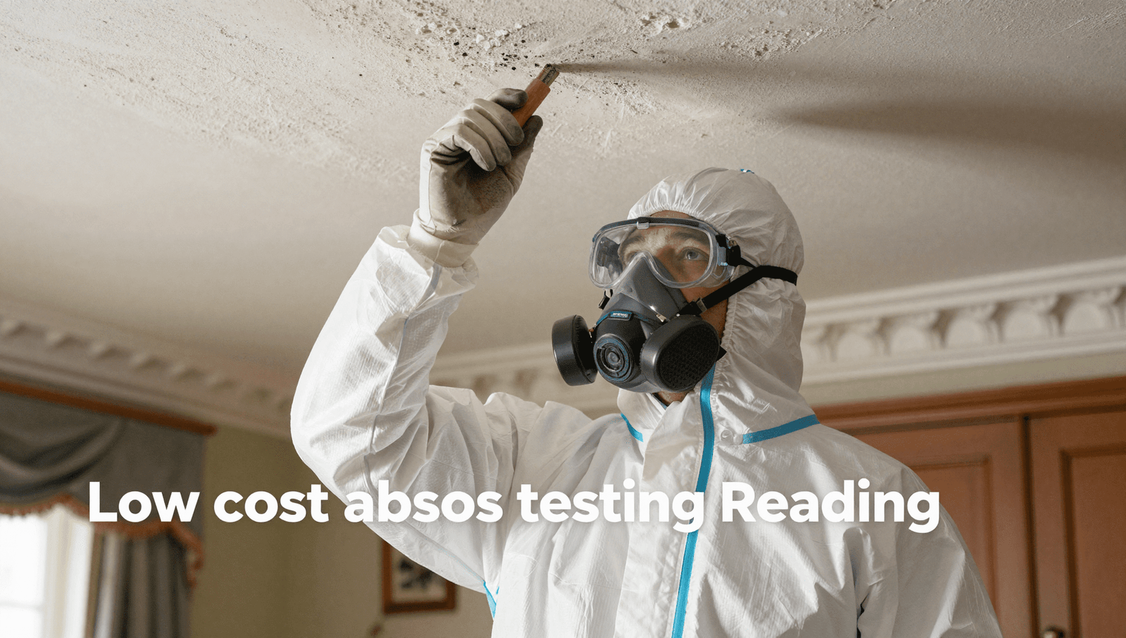 Certified asbestos surveyor performing low cost asbestos testing Reading on a ceiling in a Victorian home